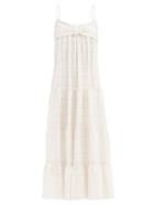 Matchesfashion.com Lisa Marie Fernandez - St Tropez Tiered Check Cotton-blend Dress - Womens - Grey Stripe
