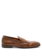 Matchesfashion.com Brunello Cucinelli - Vintage Leather Penny Loafers - Mens - Dark Brown