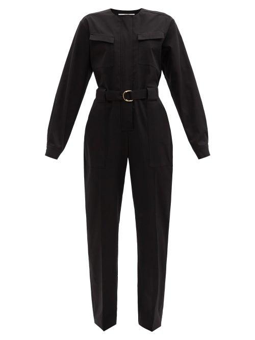 Matchesfashion.com Another Tomorrow - Belted Organic Cotton-blend Jumpsuit - Womens - Black