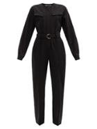 Matchesfashion.com Another Tomorrow - Belted Organic Cotton-blend Jumpsuit - Womens - Black