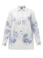Matchesfashion.com Rianna + Nina - Vintage Kendima Floral-embroidered Cotton Shirt - Womens - Multi
