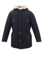 Brunello Cucinelli - Hooded Shearling And Wool-blend Down Parka - Mens - Dark Navy