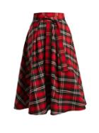 Matchesfashion.com Msgm - A Line Tartan Twill Skirt - Womens - Red Black