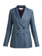 Matchesfashion.com Gabriela Hearst - Sophie Checked Double Breasted Wool Blend Blazer - Womens - Blue Multi