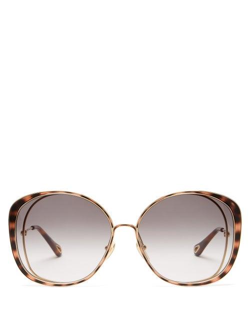 Ladies Accessories Chlo - Hanah Oversized Cat-eye Metal Sunglasses - Womens - Gold