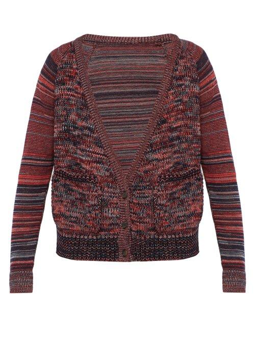 Matchesfashion.com Bless - Striped Sleeve Wool Cardigan - Mens - Red Multi