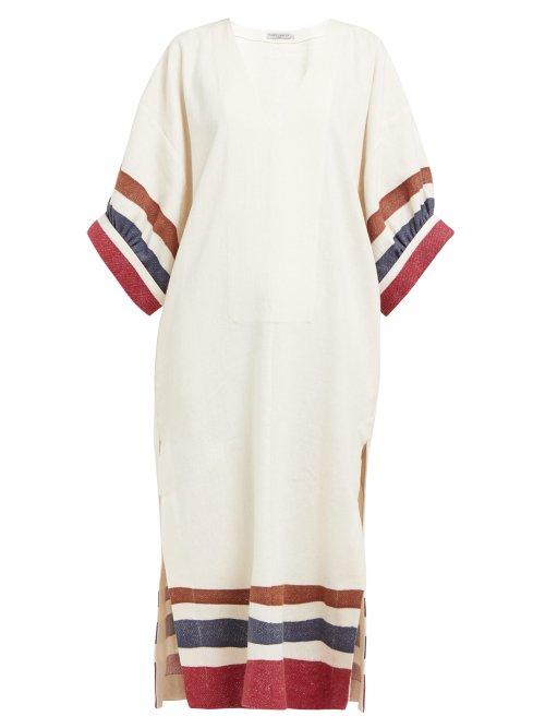 Matchesfashion.com Three Graces London - Livietta Striped Linen Blend Kaftan - Womens - Cream Multi