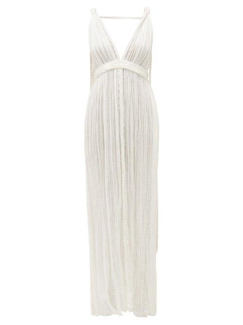 Matchesfashion.com Kasia Kulenty - Selena Braided-tie Cotton-gauze Maxi Dress - Womens - White