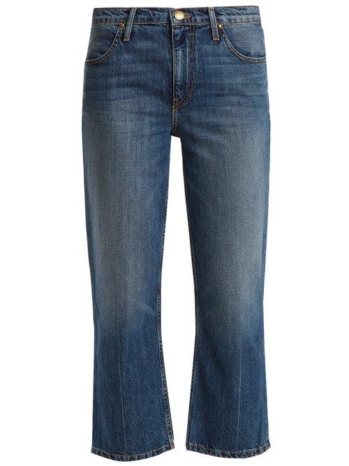 Matchesfashion.com The Great - The Relaxed Nerd Mid Rise Kick Flare Jeans - Womens - Mid Blue