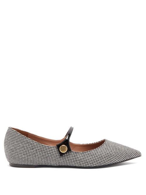 Matchesfashion.com Tabitha Simmons - Hermione Houndstooth Mary Jane Flats - Womens - Black White