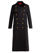 Matchesfashion.com Burberry - Double Breasted Wool Military Coat - Womens - Blue