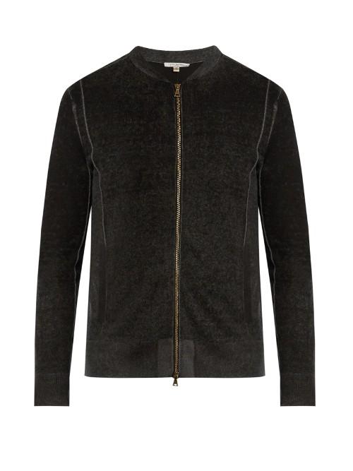 John Varvatos Zip-through Silk And Cashmere-blend Sweater