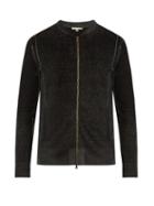John Varvatos Zip-through Silk And Cashmere-blend Sweater
