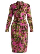 Matchesfashion.com Dolce & Gabbana - Fig Print Silk Georgette Midi Dress - Womens - Pink Print