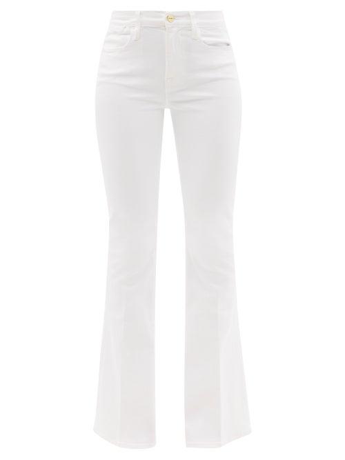 Ladies Rtw Frame - Le High Cotton-blend Flared-leg Jeans - Womens - White