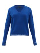 Matchesfashion.com Joseph - Contrast-stripe Cashmere Sweater - Womens - Blue