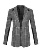 Calvin Klein Collection Leather-panel Checked Wool Blazer