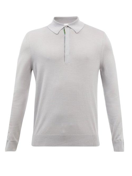 Paul Smith - Merino-wool Long-sleeved Polo Sweater - Mens - Grey