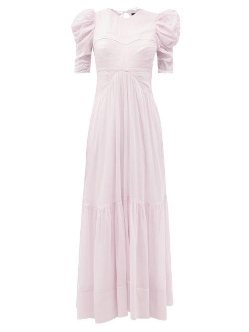 Matchesfashion.com Isabel Marant - Katici Puffed-sleeve Cotton-blend Voile Maxi Dress - Womens - Light Pink