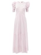 Matchesfashion.com Isabel Marant - Katici Puffed-sleeve Cotton-blend Voile Maxi Dress - Womens - Light Pink