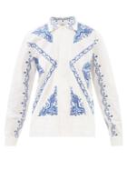 Bode - Diamond Dragon Embroidered Cotton-poplin Shirt - Womens - Blue White