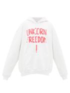 Matchesfashion.com Vetements - Unicorn Freedom-printed Jersey Hooded Sweatshirt - Womens - White