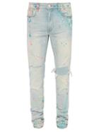 Matchesfashion.com Amiri - Graffiti Distressed Skinny Fit Jeans - Mens - Light Indigo