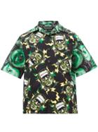 Matchesfashion.com Prada - Frankenstein's Monster Print Poplin Shirt - Mens - Green