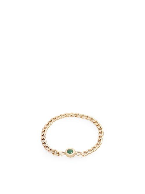 Matchesfashion.com Loren Stewart - Emerald & Yellow Gold Chain Ring - Womens - Gold