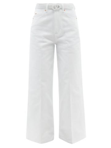 Ladies Rtw Valentino - Belted Wide-leg Jeans - Womens - White