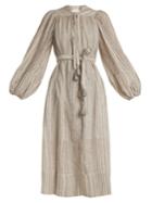 Zimmermann Helm Striped Cotton And Linen-blend Dress