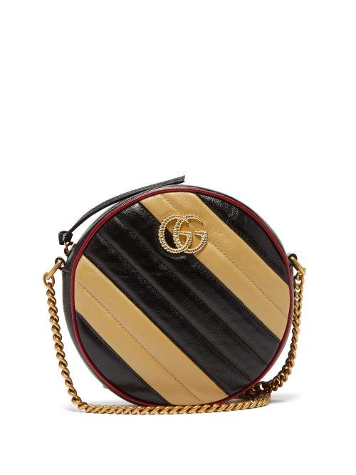Matchesfashion.com Gucci - Gg Marmont Circular Leather Cross Body Bag - Womens - Black Beige