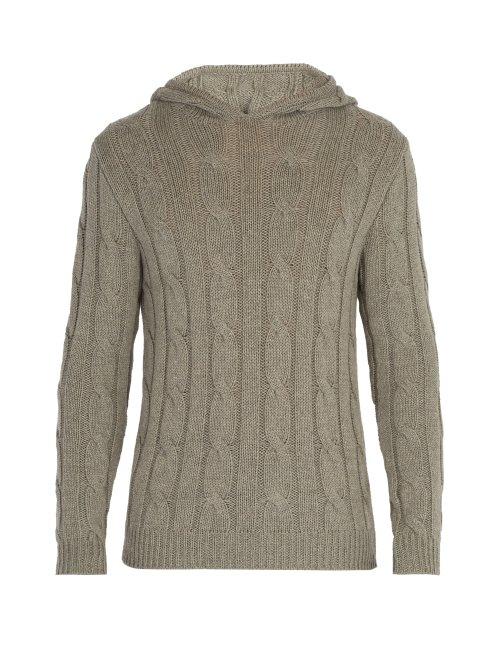 Matchesfashion.com Ralph Lauren Purple Label - Cashmere Cable Knit Hooded Sweater - Mens - Grey