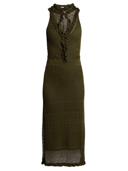 Matchesfashion.com Altuzarra - Butterfield Pointelle Knit Dress - Womens - Dark Green