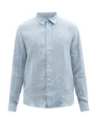 A.p.c. - Vincent Logo-emboridered Linen Shirt - Mens - Blue