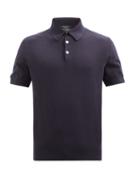 Zegna - Knitted Cotton Polo Shirt - Mens - Navy