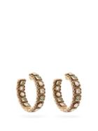 Matchesfashion.com Jade Jagger - Emerald, Diamond And Pearl 18kt Gold Hoop Earrings - Womens - Green