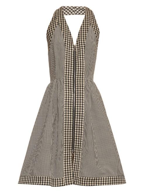 Isa Arfen Halterneck Checked Cotton-blend Dress