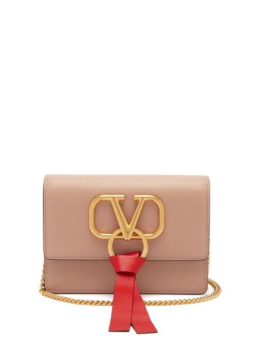 Matchesfashion.com Valentino - V Ring Small Leather Cross Body Bag - Womens - Light Pink