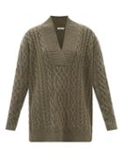 Co - V-neck Wool-blend Cable-knit Sweater - Womens - Green