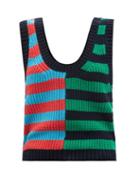 Ladies Rtw Staud - Newport Striped Ribbed Tank Top - Womens - Green Multi