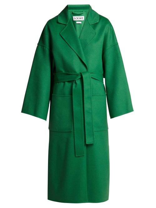 Matchesfashion.com Loewe - Belted Wool And Cashmere Blend Coat - Womens - Green