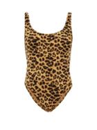 Matchesfashion.com Norma Kamali - Mio Low-back Leopard-print Swimsuit - Womens - Leopard