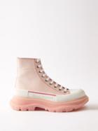 Alexander Mcqueen - Tread Slick Leather High-top Trainers - Womens - Pink Multi