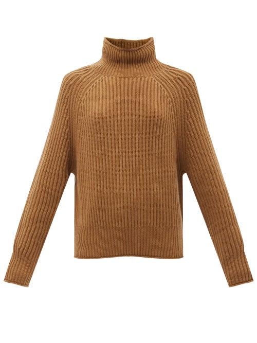 Allude - Ribbed Cashmere Roll-neck Sweater - Womens - Brown