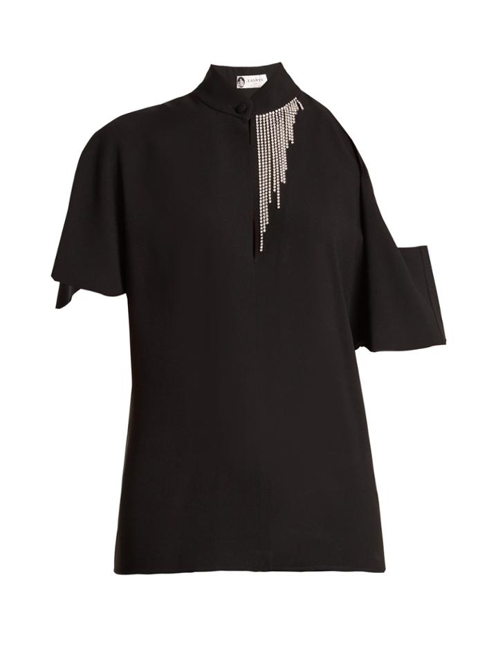 Lanvin Crystal-embellished Asymmetric Crepe Blouse