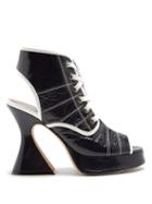 Matchesfashion.com Sies Marjan - Erin Peep Toe Crinkled Leather Ankle Boots - Womens - Navy