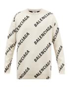 Balenciaga - Logo-jacquard Cotton-blend Sweater - Mens - White