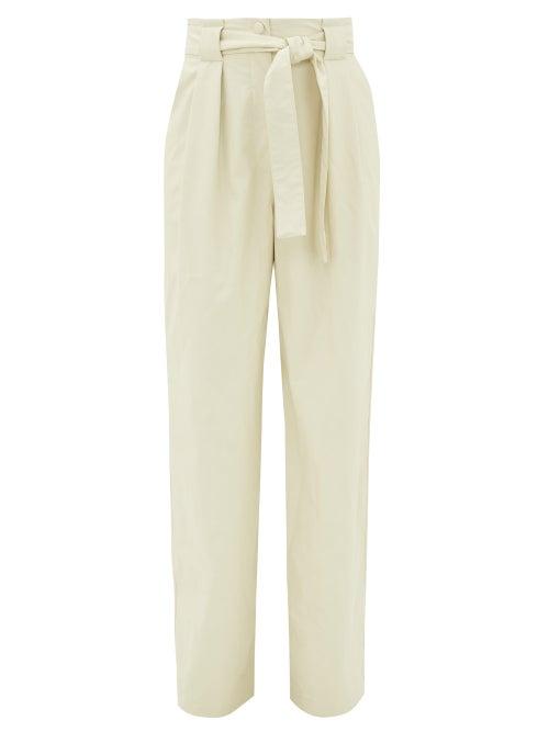 Matchesfashion.com Msgm - High-rise Belted Faux Leather Trousers - Womens - White