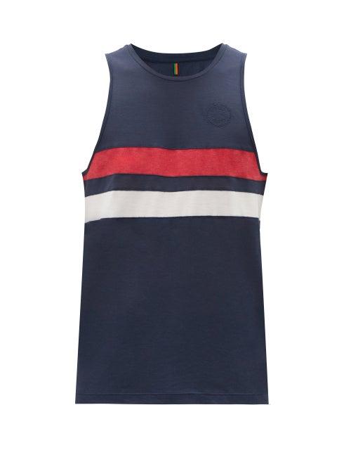 Matchesfashion.com Iffley Road - Lancaster Striped Recycled-blend Piqu Tank Top - Mens - Navy